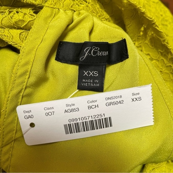 NWT J. Crew Chartreuse Tie Neck Lace Top #AG853 - Picture 7 of 8